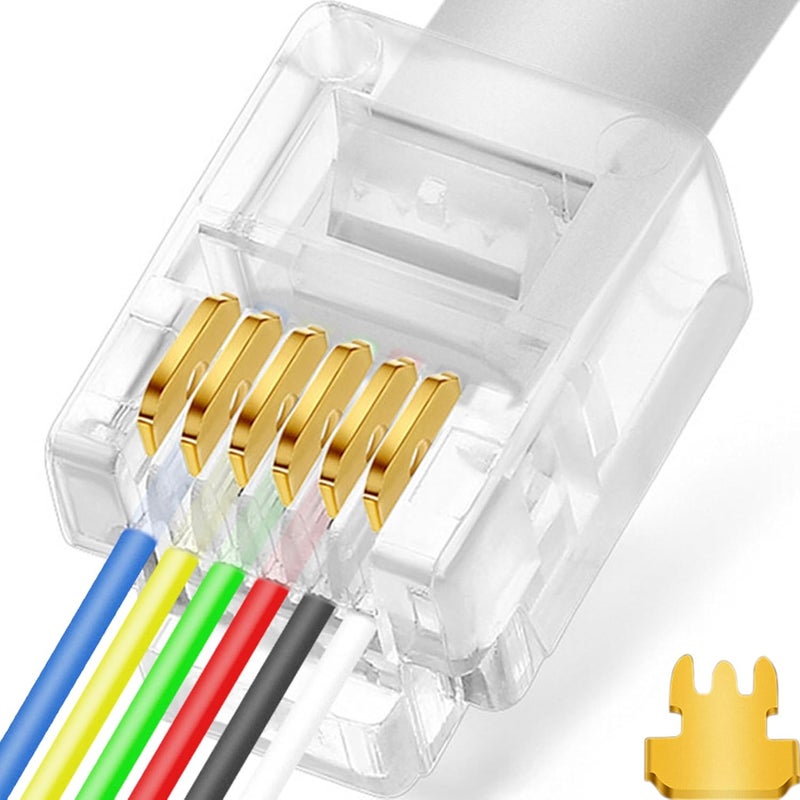 NECABLES 20Pack RJ11/RJ12 Pass Through Connector 6P6C Telephone Modular Plug 3 Prong Type for Phone Line Cord - Image 1